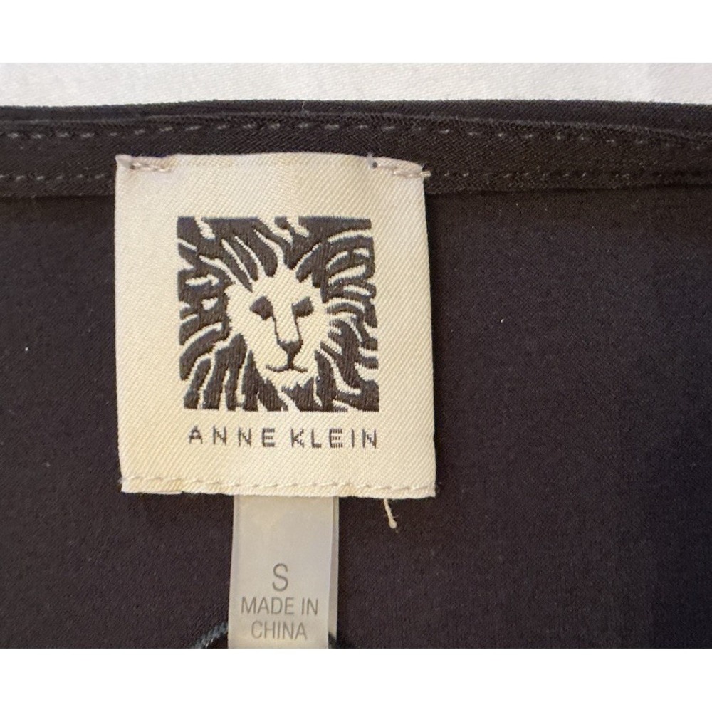 Anne Klein Women's Faux-Wrap Tie Blouse Top Sheer Sleeve Blouse Black - Size S - Picture 4 of 5